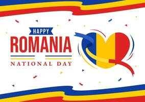 Romania National Day Vector Illustration on 1st December with Waving Flag Background in Romanian Great Union Memorial holiday Flat Cartoon Design