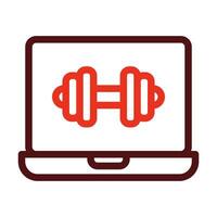 en línea rutina de ejercicio vector grueso línea dos color íconos para personal y comercial usar.