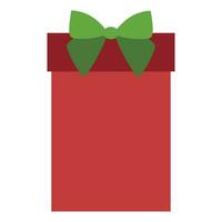 Colorful Gift box with Bow isolated on white background. Vector illustration. Cheerful Holiday collection in Christmas colors, Red and green present. Design New Year Package element