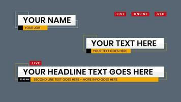 Lower third set for news, entertainment or event. Modern lower third with yellow color. vector