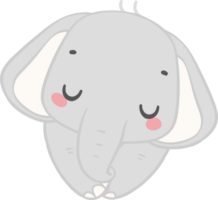 carino elefante, kawaii bambino animale addormentato viso png