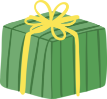 Cute Christmas gift box, festive and playful green present box cartoon png