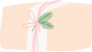 Cute Christmas gift box, festive and playful cream present box cartoon png