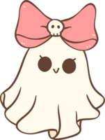 carino rosa Halloween fantasma ragazza con arco cartone animato scarabocchio png