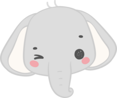 Cute elephant, kawaii baby animal face png