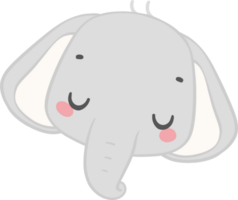 carino elefante, kawaii bambino animale addormentato viso png