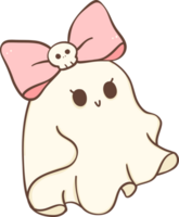 fofa Rosa dia das Bruxas fantasma menina com arco desenho animado rabisco png