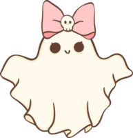 Cute pink Halloween ghost girl cartoon doodle png