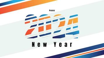 new year 2024 corporate vector design with blue and orange stripes composition.