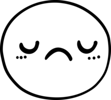 Cute sad emoji, emoticon doodle outline png