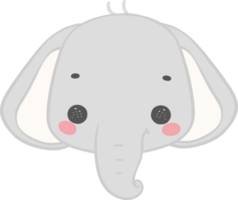 carino elefante, kawaii bambino animale viso png
