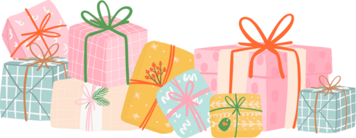 süß Weihnachten Geschenk Kisten, Stapel von festlich und spielerisch Geschenk Kisten png