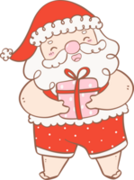 fofa verão santa claus com presentes, kawaii Natal desenho animado rabisco esboço png