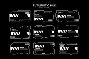 Futuristic cyberpunk sci fi interface element hud technology frame graphic vector design template