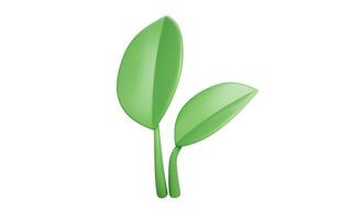 Green leaf with cartoon style, 3d rendering. photo