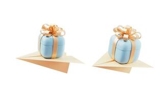 Gift box with cartoon style, 3d rendering. photo