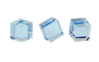 Transparent glass cube, 3d rendering. photo