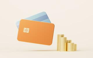 Bank card with 3d cartoon style, 3d rendering. photo