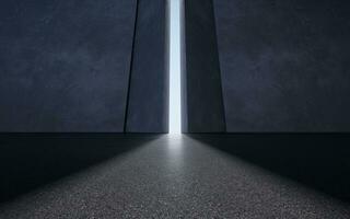 Open the door of the dark room, 3d rendering. photo