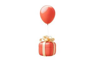 Gift box and balloon, 3d rendering. photo