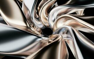 Metallic golden curve geometry background, 3d rendering. photo