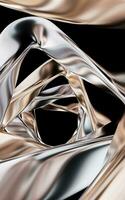 Metallic golden curve geometry background, 3d rendering. photo