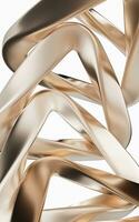 Metallic golden curve geometry background, 3d rendering. photo