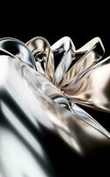 Metallic golden curve geometry background, 3d rendering. photo