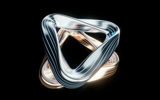 Metallic golden curve geometry background, 3d rendering. photo