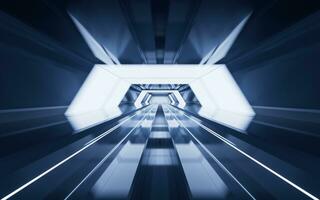 Dark tunnel with technology structure, 3d rendering. photo