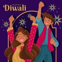 Free vector happy diwali concept with flat design background