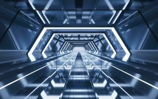 Dark tunnel with technology structure, 3d rendering. photo