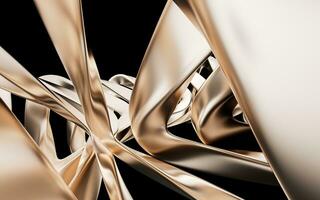 Metallic golden curve geometry background, 3d rendering. photo