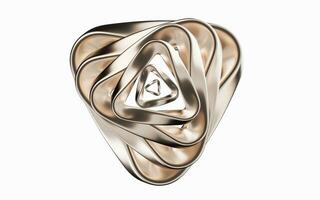 Metallic golden curve geometry background, 3d rendering. photo