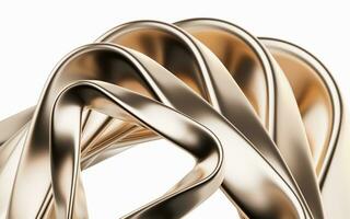 Metallic golden curve geometry background, 3d rendering. photo