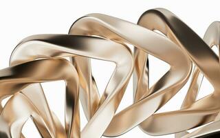 Metallic golden curve geometry background, 3d rendering. photo