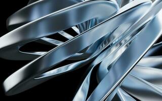 Metallic curve geometry background, 3d rendering. photo