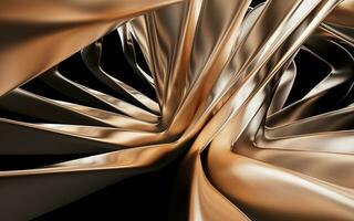 Metallic golden curve geometry background, 3d rendering. photo