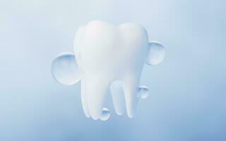 Tooth with blue background, 3d rendering. photo