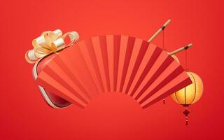 Ancient Chinese fan background, 3d rendering. photo