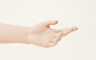 Hand gesture isolated on white background, 3d rendering. photo