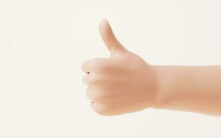 Hand gesture isolated on white background, 3d rendering. photo