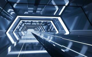 Dark tunnel with technology structure, 3d rendering. photo