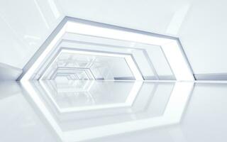 White empty tunnel, futuristic tunnel, 3d rendering. photo
