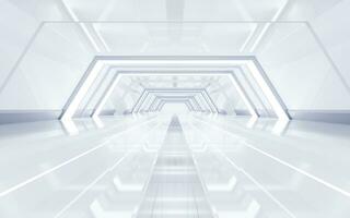 White empty tunnel, futuristic tunnel, 3d rendering. photo