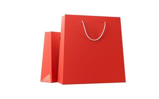 Shopping bags with red color, 3d rendering. photo