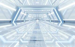 White empty tunnel, futuristic tunnel, 3d rendering. photo