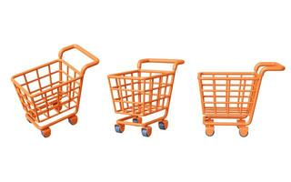 Shopping cart with cartoon style, 3d rendering. photo