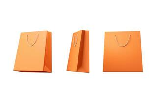 Shopping bags with orange color, 3d rendering. photo