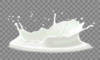 Realisitc 3D white milk splash crown on grey checkered background design for food drink candy vector